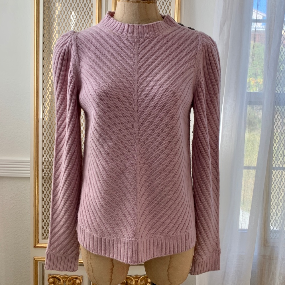 La Vie Rebecca Taylor Ribbed Knit Pullover In Mauve